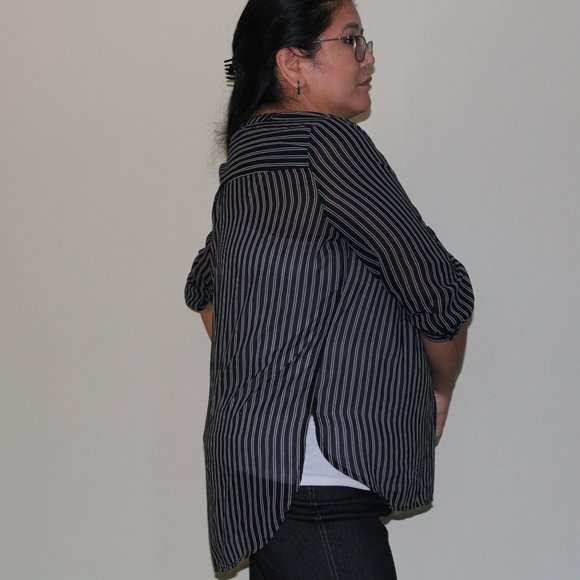 Black and white pinstripe sheer dress shirt, Walmart - Picture 5 of 6